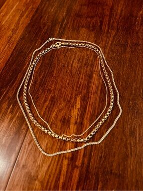 3pc Vintage Signed Joan Rivers Gold Chain Necklace 30” Long Link 90s Jewelry Set